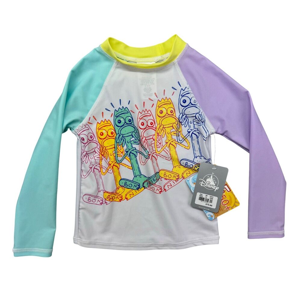 Disney Toy Story 4 Rash Guard Kids 3 Forky Long Sleeve Swim Shirt UPF 50+ NWT